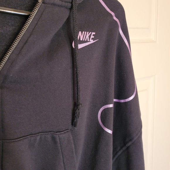 SOLD: RARE NIKE Jacket Holographic Crop Hoodie HTF Athleisure Active M Black - Picture 5 of 8